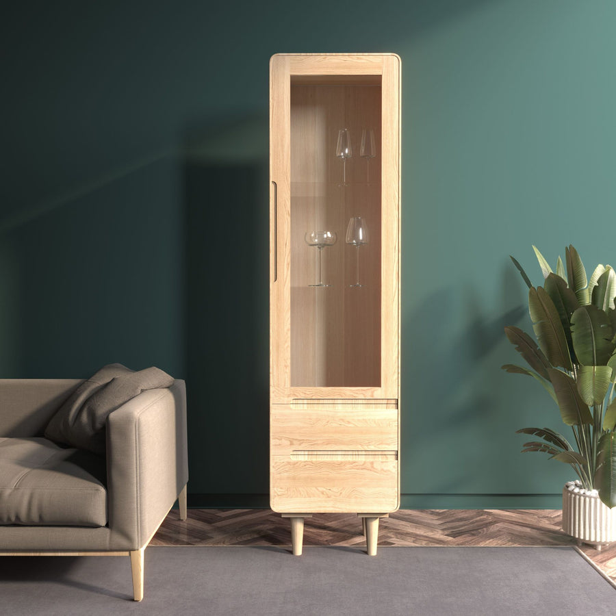 VESKOR Amandi right opening display cabinet solid wood oak modern Nordic furniture 