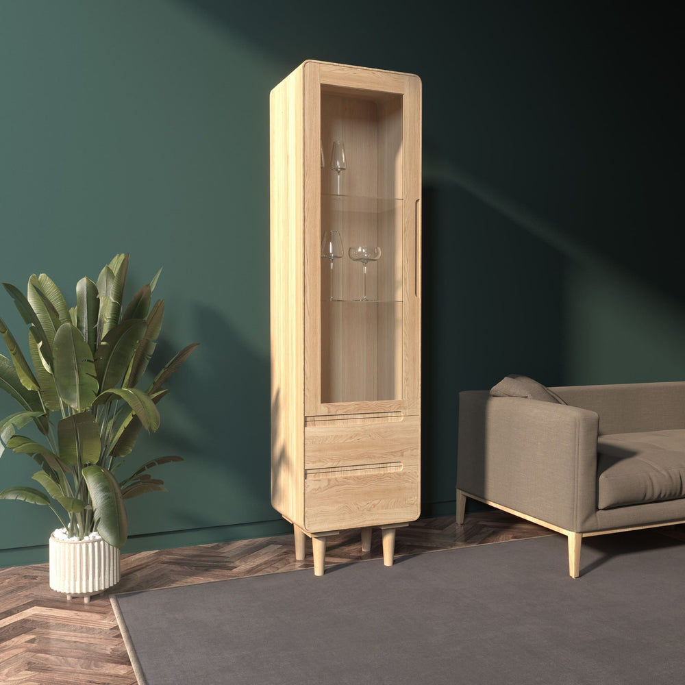 VESKOR Amandi right opening display cabinet solid wood oak modern Nordic furniture 