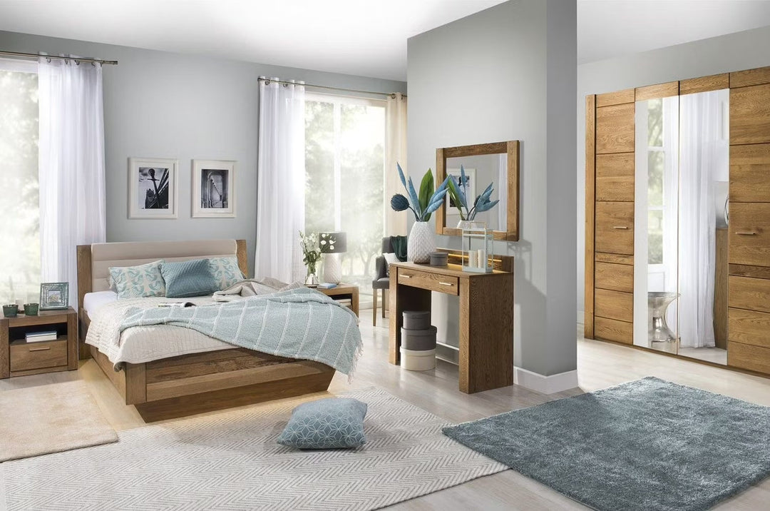 VESKOR Velvet oak wood furniture, elegant bedroom, Nordic, Scandinavian
