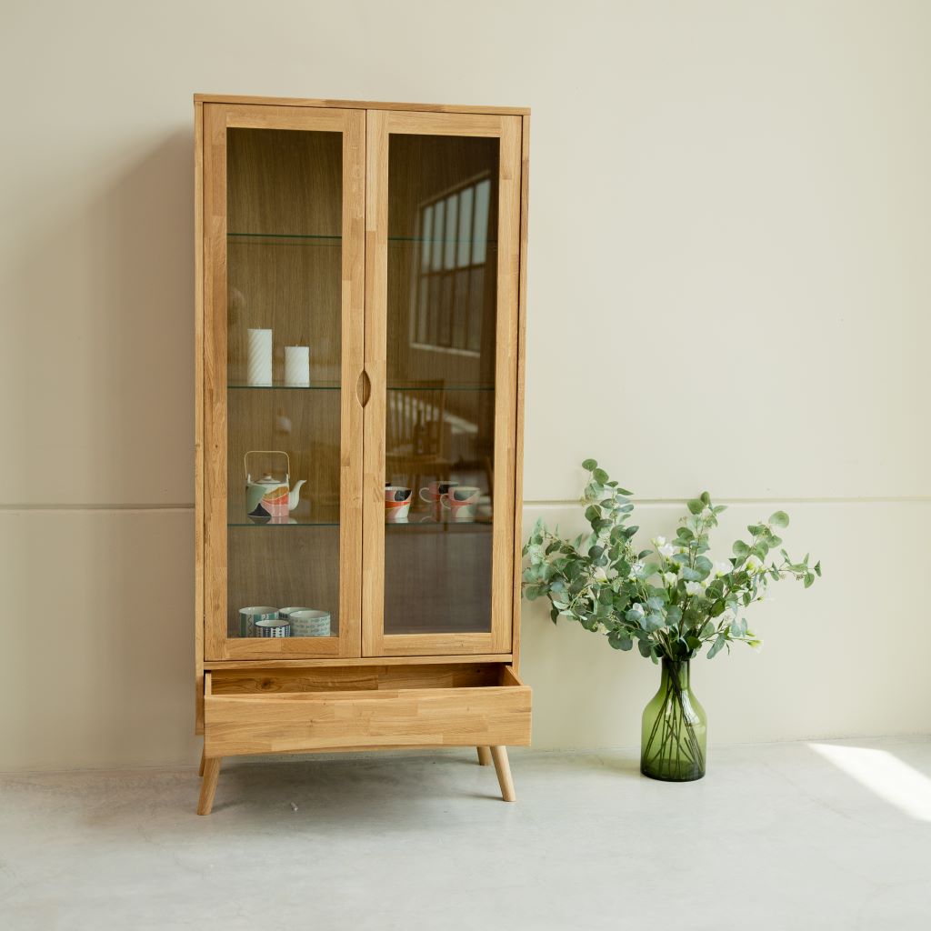 VESKOR Malmo display cabinet solid oak wood Nordic modern furniture